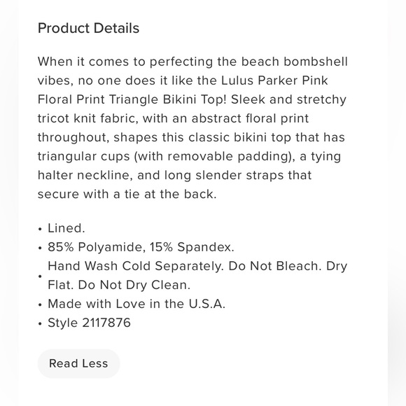 Lulus Parker Pink Floral Print Triangle Top - Small - Picture 5 of 7